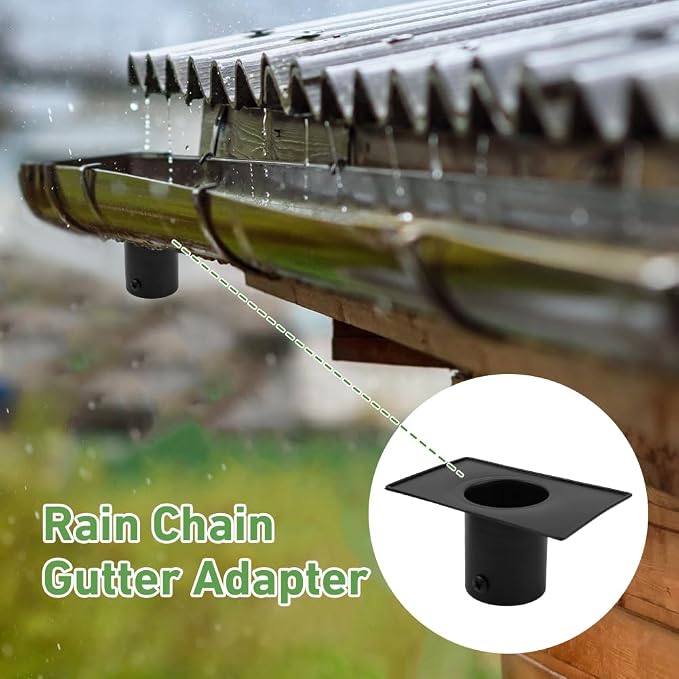 Metal Rain Chain Gutter Adapter with Bolt, Downspout Accessories | Rust Resistant, Rain Chain Gutter Installer, for Rain Chain Outside Gutters, Balck