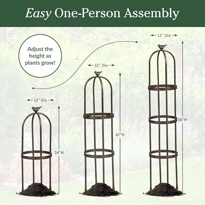 Evergreen 7 ft Garden Trellis for Climbing Plants Outdoor Metal Garden Obelisk, Indoor Plant Trellis for Potted Plants & Heavy Vines Support, Bronze