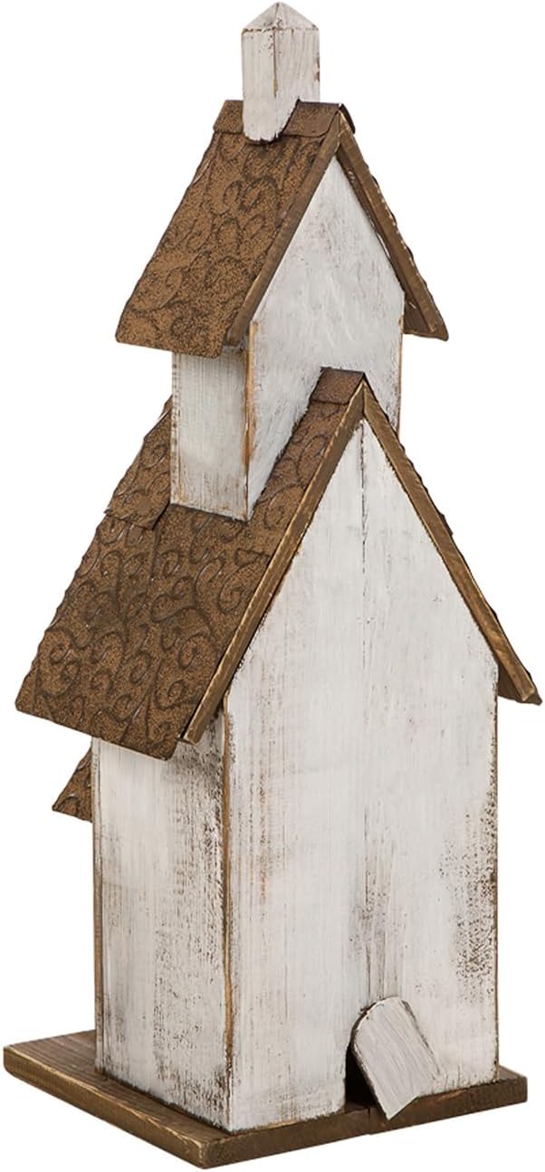 Glitzhome Bird Houses for Outdoors,23.62" H Church Birdhouse Rustic Tall Hand Painted Wooden Bird House White Extra-Large Bird House for Outside