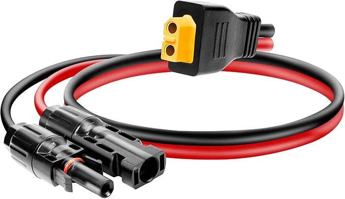 Ansoufien Solar Panel Connector to XT60 Connector Cable 1FT, 10AWG Solar to XT60 Charge Extension Cable XT60 (Plug Female) Cable for RV Folding Solar Panel, Portable Power Station, Solar Generator