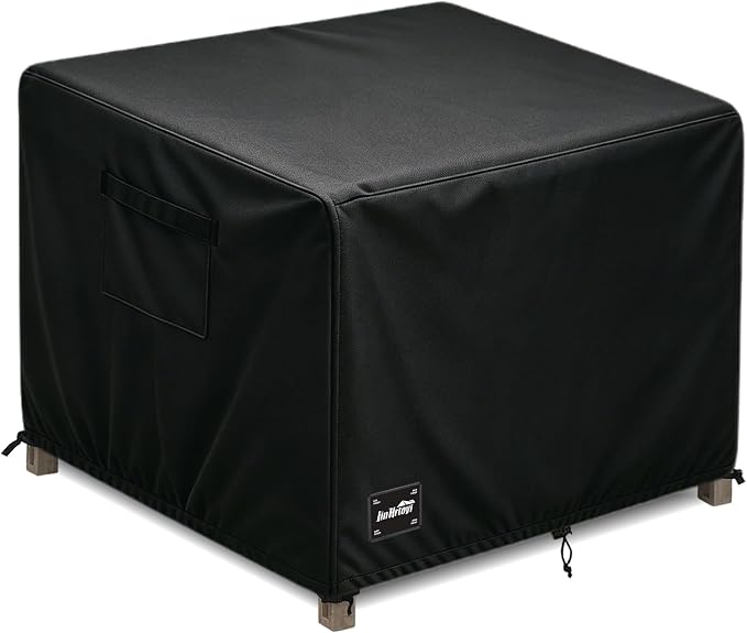 JinHrtoyi Patio Square Table Cover,22Wx22Dx18H Inches 100% Waterproof Heavy Duty Outdoor Coffee Table Cover,Black Minimalism Style Outdoor Furniture Covers