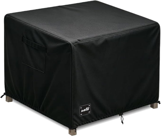 JinHrtoyi Patio Square Table Cover,22Wx22Dx18H Inches 100% Waterproof Heavy Duty Outdoor Coffee Table Cover,Black Minimalism Style Outdoor Furniture Covers