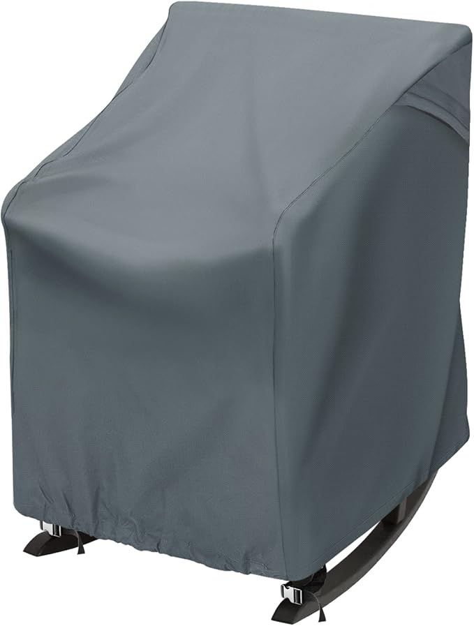 Outdoor Rocking Chair Cover 27.5" L x 32.5" D x 39" H Grey 420D Waterproof Oxford Fabric Production Patio Furniture Rocking Chair Covers (Grey-1 Pack, 27.5" L x 32.5" D x 39" H)