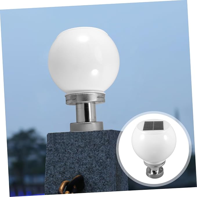 SOLUSTRE Solar Wall Pillar Lamp Outdoor 10.03X7.87In Round Ball Led Post Light Waterproof Solar Powered Landscape Lighting for Garden Patio Fence