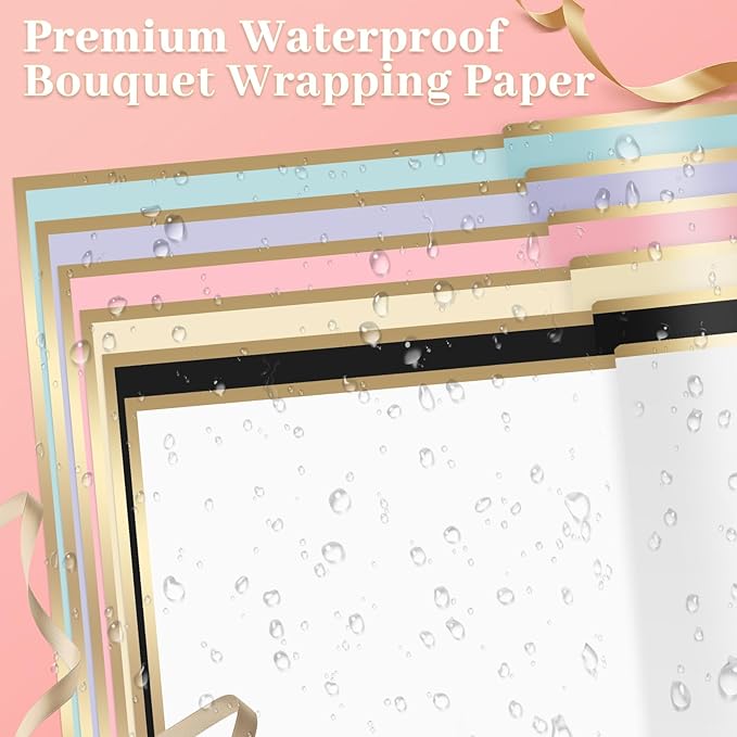 260Pcs Flower Bouquet Wrapping Paper Kit, 60 Sheets Waterproof Paper, 36 Butterflies, 8 Crowns, 1 Headband, 4 Ribbons, 15 Cards, 100 Diamond Pins, 30 Floral Wire, 3 Stickers, 3 Tapes (6 Mix Colors)