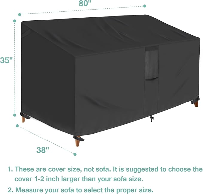 Luv4babe Outdoor Couch and Sofa Cover Waterproof, Heavy Duty and Weatherproof 3-Seater Patio Sofa Furniture Cover 80" W x 38" D x 35" H with Air Vent and Handles, Protects from Sun, Snow, Rain, Wind