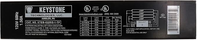 KTEB-432RIS-1-TP-SL 4 Lamp F32T8 120V Electronic Ballast