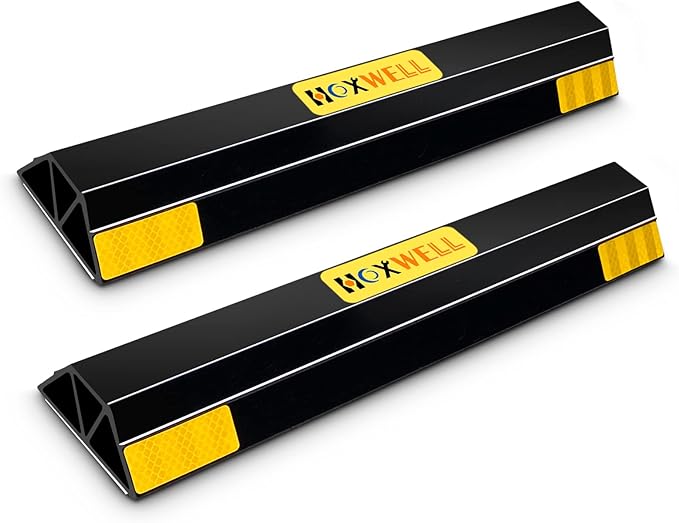 HOXWELL (New Updated 18" 2 Packs Heavy Duty Parking Stopper for Garage, Parking Gadgets Protects Car, Parking Aid Easy to Install 2 PCS, 18" L x 3.7" W x 1.8" H