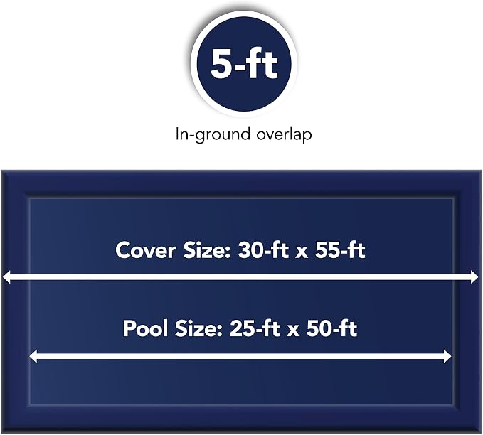 Blue Wave Arctic Armor 25x50-ft Rectangular In-Ground Pool Winter Cover | Solid polyethylene, black underside, heat-sealed seams, grommets, cable, winch, 5-ft overlap, 15-yr support, blocks debris