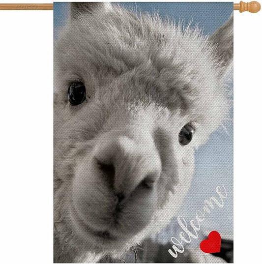 AOYEGO Funny Llama House Flags 28 x 40 Double Sided Burlap I Love Llama Yard Flags Spring Summer Farmhouse Seasonal Outdoor Flag