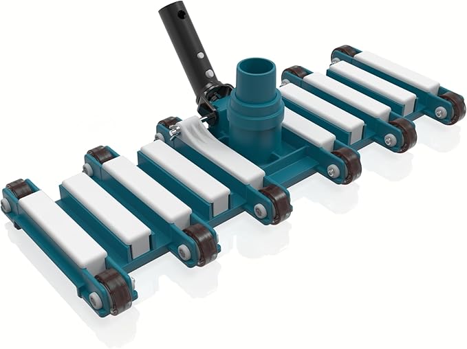 POOLWHALE 19" Professional Weighted Pool Vacuum Head with Wheels, Extra-Wide, Swivel Hose 1-1/2 or 2’’, Flexible Swivel Direction-Control Handle for Swimming Pools - Deep Cleaning on All Surfaces