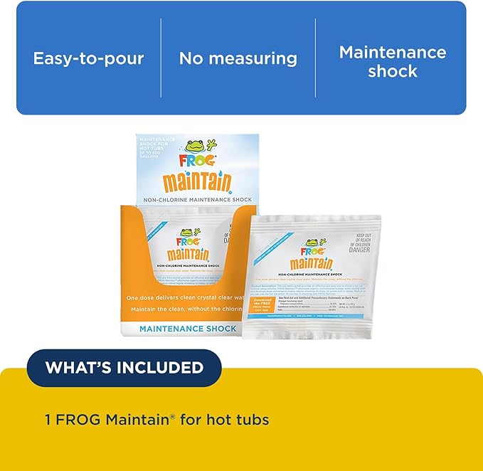 FROG Maintain for Hot Tubs - Non-Chlorine Shock for use with All Hot Tub FROG Sanitizing Systems - Single Dose Packets for Easy Hot Tub Maintenance & Treatment - 1 Pack