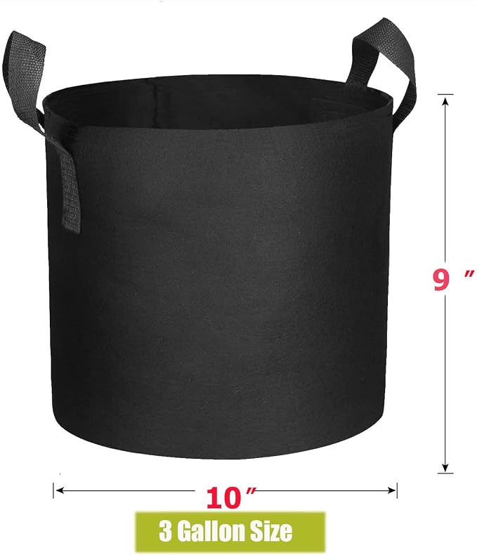 Cavisoo 24-Pack 3 Gallon Grow Bags, Heavy Duty Thickened Non-Woven Plant Fabric Pots with Reinforced Handles