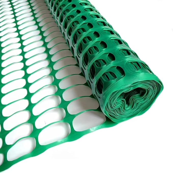 PotatoLife Plastic Mesh Fence Safety Fence, Extra Strength 4'x100' Roll with 100 Zip Ties, Resuable Temporary Netting for Garden Fencing, Construction, Snow Fencing, Animal Barrier, Poultry, Deer, Dog