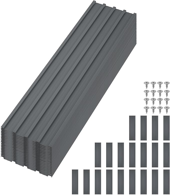 GarveeLife 20Pcs Metal Roofing Panels for Carport, Heavy Duty Metal Carport Kits, Galvanized Steel Corrugated Panels, for Patio Outdoor Garden, 42.52 in x 16.77 in