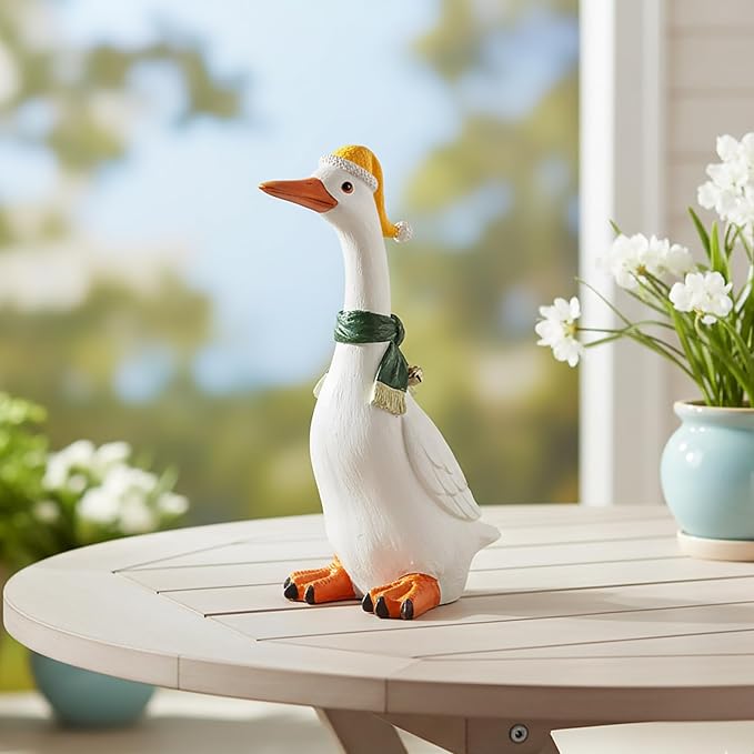 Porch Goose Garden Statue, Porch Goose Statue for Outdoor Decor, Goose Yard Sculpture Garden Decor, 11 Inches Yard Goose, Resin Goose Figurine for Patio, Balcony, Yard, Lawn Ornament, Unique Gift
