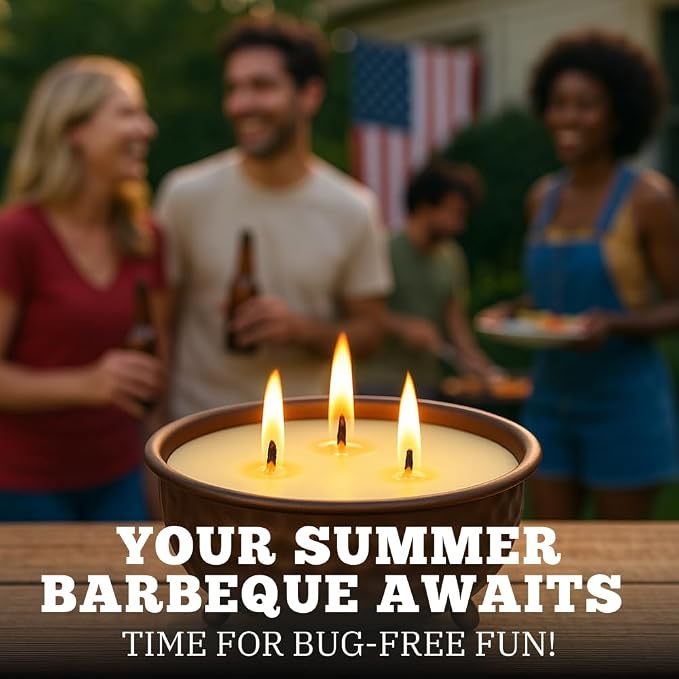 Dough Bowl Candle Co. Citronella Candle - Insect Repellent in Fire Pit Design, 3 Wick Patio Accessories for Glamping, Deck, Patio, Back Yard, Indoor and Outdoor Candles for Summer, 50 Hour Burn Time