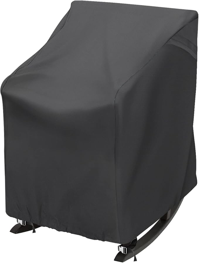 Outdoor Rocking Chair Cover 27.5" L x 32.5" D x 39" H Grey 420D Waterproof Oxford Fabric Production Patio Furniture Rocking Chair Covers (Black-1 Pack)