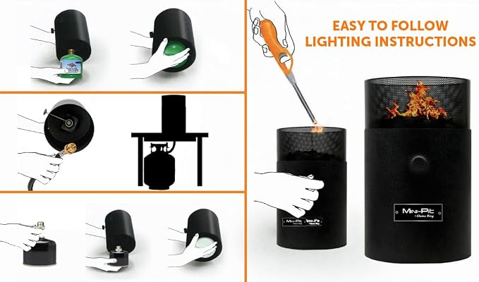 Flame King Mini Tabletop Fire Pit, Dual Fuel Propane and Butane, Smokeless Odorless Flame, Portable Great for Outdoor
