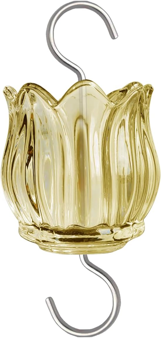 Glass Ant Moat for Hummingbird Feeder - 3 OZ Tulip Insect Guard with Large Capacity (Golden)