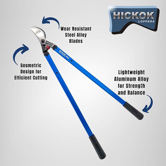 Hickok Heavy Duty Loppers for Tree Trimming – 36" Branch Cutter & Pruning Shears with Long Handle | Lightweight Aluminum Tree Trimmer | Professional-Grade Pruner Made in USA