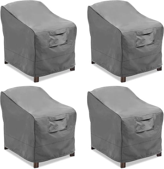 Vailge Patio Chair Covers, Lounge Deep Seat Cover, Heavy Duty and Waterproof Outdoor Lawn Patio Furniture Covers (4 Pack - Large, Grey)