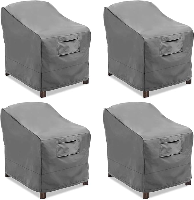 Vailge Patio Chair Covers, Lounge Deep Seat Cover, Heavy Duty and Waterproof Outdoor Lawn Patio Furniture Covers (Grey, 4 Pack-Medium)