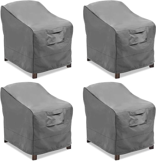 Vailge Patio Chair Covers, Lounge Deep Seat Cover, Heavy Duty and Waterproof Outdoor Lawn Patio Furniture Covers (Grey, 4 Pack-Medium)