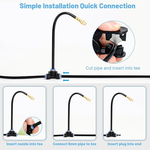 Thiswing 200FT 360° Adjustable Irrigation System for Garden – 1/4" Tubing with 36 Nozzles, Automatic Watering Misting System, Sprinkler for Garden, Raised Bed, Lawn, Plants