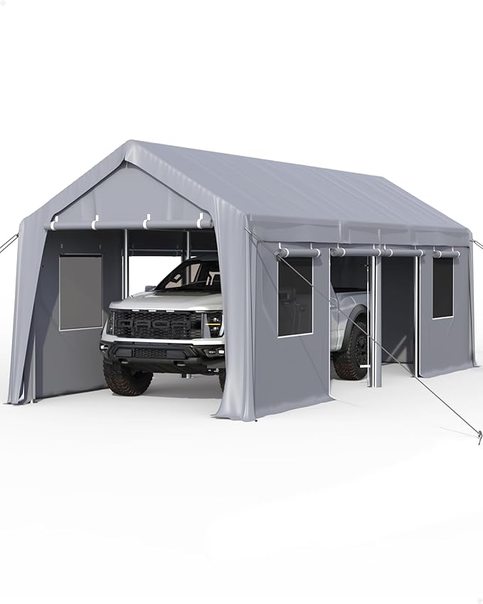 10X20 Canopy Replacement Top for Carport, Waterproof Heavy Duty PE Canopy Cover for Outdoor Canopy, Patio Covers for Shade and Rain, Car, Boat, Yard Storag