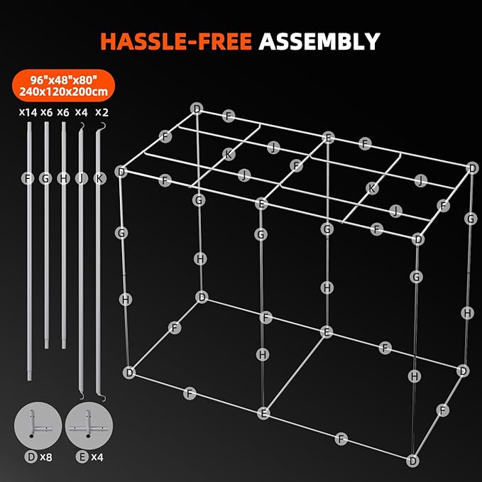 Spider Farmer 8x4 Grow Tent, 96"x48"x80", with Hook for Controller, 1680D Thicken Mylar Canvas, Enlarged View Window, Waterproof Floor Tray for Indoor Hydroponic Growing for SF4000, SE5000, G5000