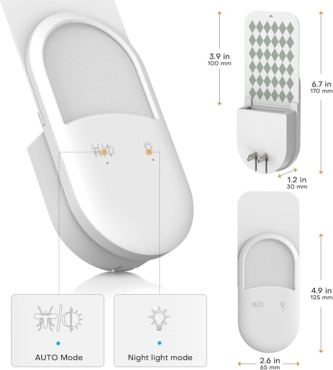 Fruit Fly Trap for Indoors Plug-in, Gnat Trap Indoor Insect Trap with 7 Refill Cartridges, UVA Light Bug Catcher with Dual Modes, 8-Color RGB Night Light Sensor for Kitchen Bathroom Home