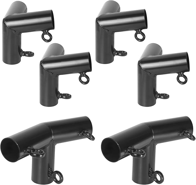 Aoneky 6-Pack 1.05 Inch Corner Canopy Connector Kit, Heavy Duty Carport Frame Fittings for 3/4 Inch EMT Pipe, 156 Degree Peak Angle, Universal for 4 6 8 10 Leg Structures, Black (4-Legs Set)