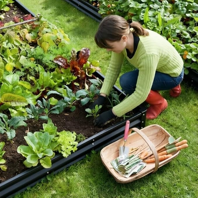 GrowHaus 8x4x1FT Galvanized Raised Garden Bed, Planter Boxes Outdoor Large Metal Garden Beds for Planting Vegetables Flowers Herbs Rectangle Dark Gray
