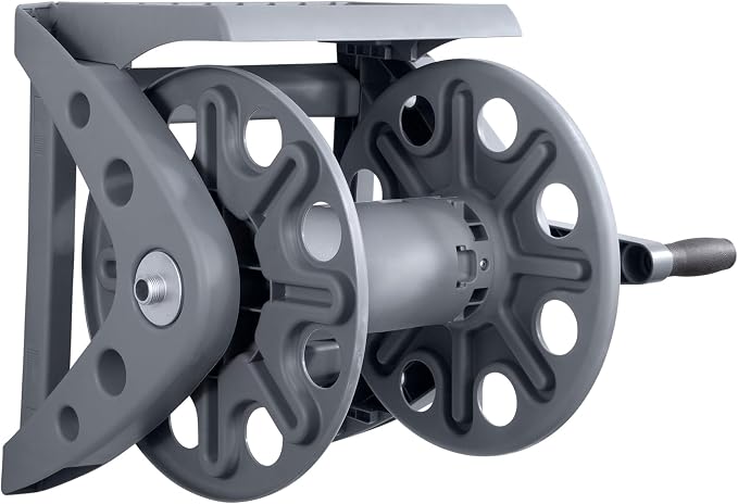 Liberty Garden Products Basics 512 Wall Mounted Hose Reel with Shelf Gray