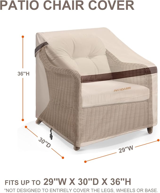 Patio Chair Cover Set of 2, Outdoor Small Chair Covers 29''L x 30''W x 36''H Waterproof Rip-Proof UV-Proof