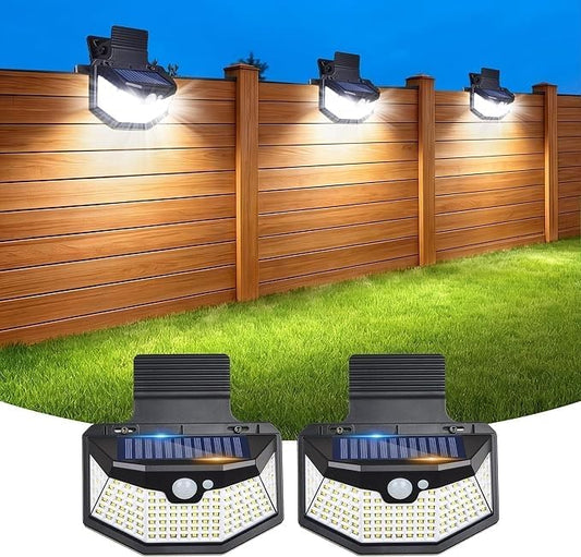 Clip on Solar Lights Outdoor with Motion Sensor, 800LM & 270° Wide Angle Solar Fence Lights Outdoor Waterproof with 115 LEDs, 3 Modes & Portable Security Lights for Chain Link Patio Deck