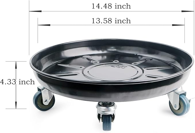 Plant Caddy with Wheels 14 Inch 2 Pack, Heavy Duty Metal Plant Stand & Dolly with Lockable Casters, Holds 200 lbs for Indoor Outdoor Large Flower Pots, Black