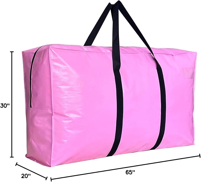 168 Gallon Extra Large Storage Bags, Jumbo Moving Storage Bags, Foldable Big Pink Waterproof Outdoor Patio Cushion Storage Bag, 65x30x20inch - 1PACK