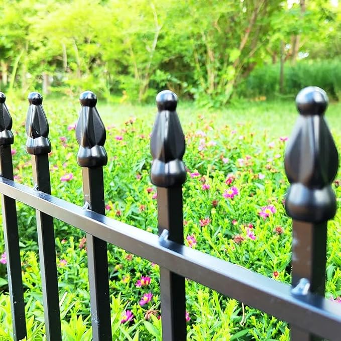 Thealyn Metal Decorative Garden Fence 22" Wide x 18" High (10 Panels, Total Length 18.3 feet), Metal Border Folding Fence, Landscape Fencing for Flower Bed, Yard, Animal Barrier