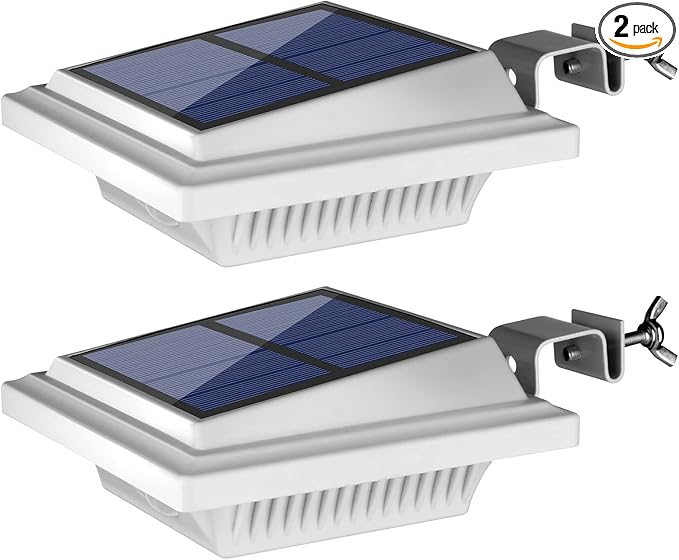 Outdoor Solar Fence Lights - 40 LED Outdoor Security Lights for Eaves, Garden, Landscape & Walkway (2PCS, Cool White, Waterproof)