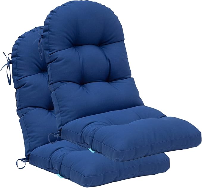 QILLOWAY Outdoor High Back Chair Cushion for Adirondack, All Weather Rocking Chair Cushions Thick Padded Replacement for Patio Furniture Set of 2,Royal Blue