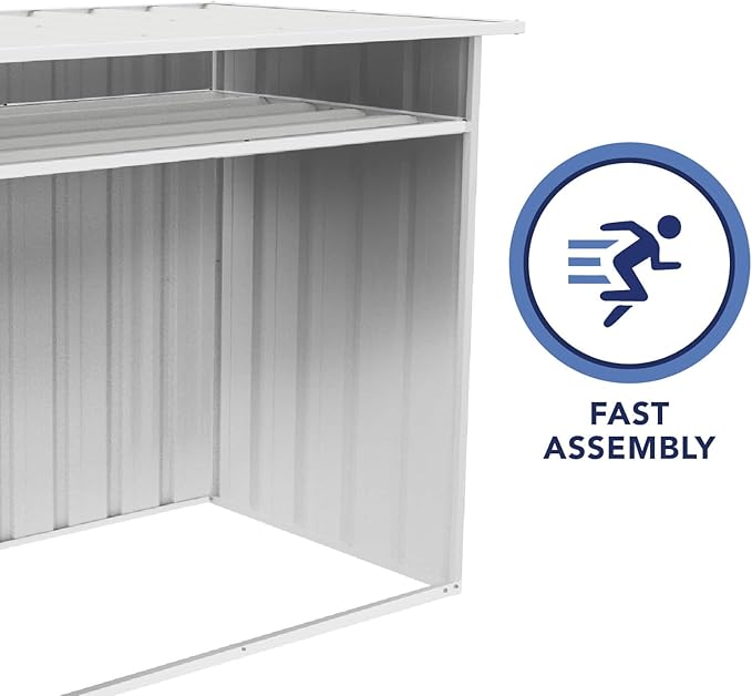 ABSCO 4' x 2.5' x 3.7' DIY Galvanized Steel Firewood Shed, Surfmist White
