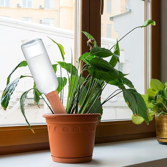 Tcamp 20 Pack Terracotta Watering Spikes, Plant Watering Devices Wine Bottle Automatic Plant Self Watering Spikes for Vacations, Self-Watering Stakes for Indoor Outdoor Plants