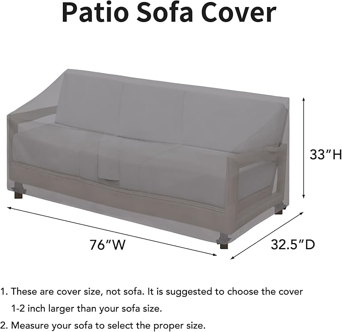 Easy-Going Waterproof Patio Sofa Cover UV Resistant 3 Seater Outdoor Sofa Cover Weatherproof Lawn Patio Furniture Cover with Tape Sealed Seam (76Wx32.5Dx33H inch, Gray)