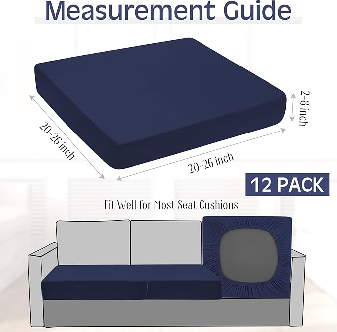 Newwiee 12 Pcs Patio Cushion Covers Outdoor Stretch Sofa Couch Cover Replacement Couch Slipcover Sofa Seat Chair Porch Patio Furniture Protector, Flexibility Washable(Navy Blue,Moroccan and Solid)