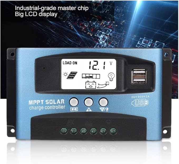 MPPT 100A 12V/24V Auto Focus Tracking Solar Panel Charge Controller Regulator with Dual USB Port,LCD Display, New Mppt Technical