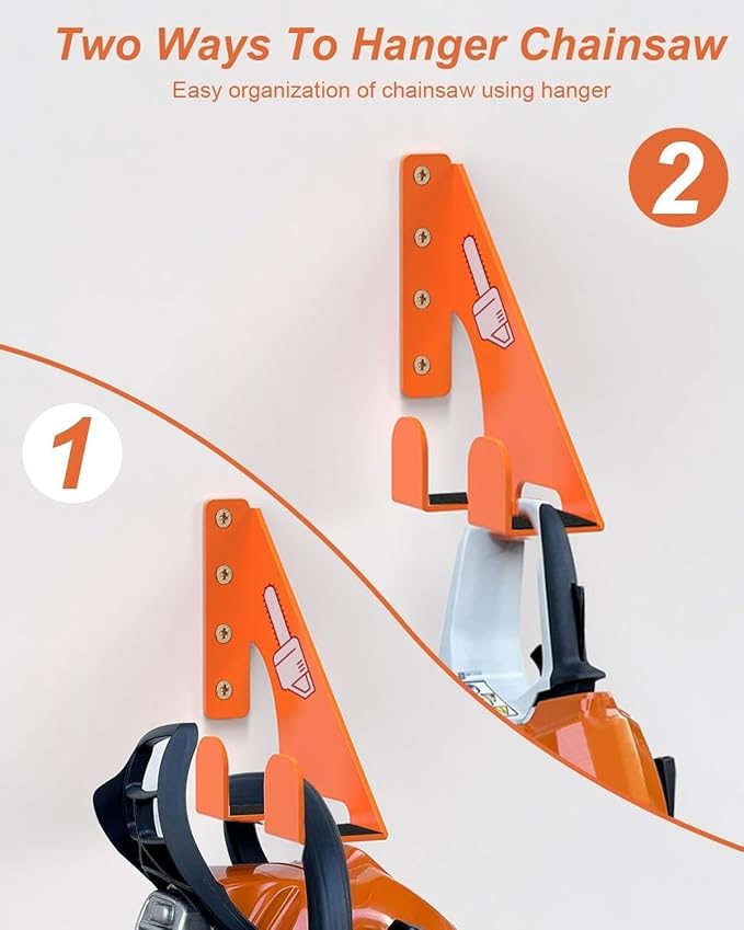 Chainsaw Holder -4 Pack- 180LB Heavy-Duty Alloy Steel Wall Mount Set, Chainsaw Accessories, Universal Fit for Stihl, Husqvarna, Echo Saws, Rust-Proof & Space-Saving Design (Garage, Workshop)