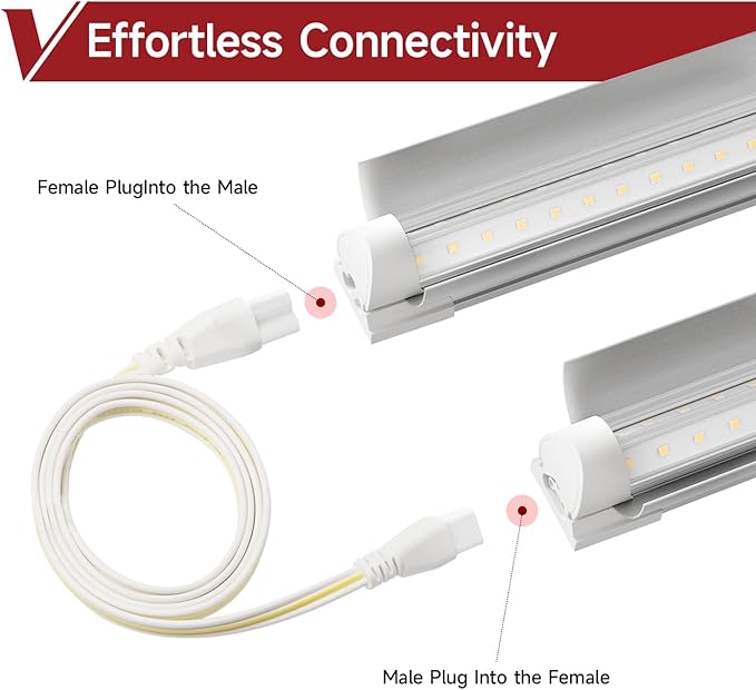 8 Pack LED Grow Light 4FT, 5000K Full Spectrum, 336W(8 x 42W), Linkable Growing Lamp Fixture, T8 Grow Lights for Indoor Plants, Seed Starting, Vegetables