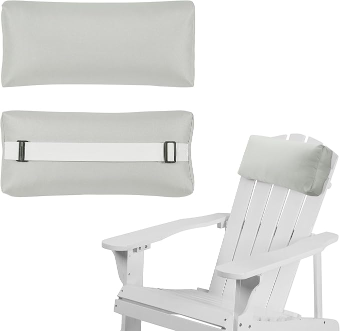 Chaise Lounge Head Pillow, 2 Pack Outdoor Patio Pillows with Adjustable Strap, Lounge Head Resting Pillow for Recliner Beach Pool Lounger Office Chair(Light-Gray,Water Resistant)